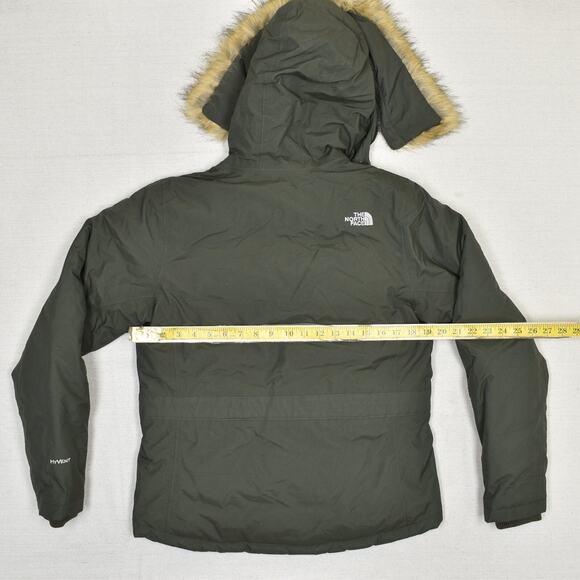 The North Face Dark Green Puffer Jacket with Faux Fur Hood - Picture 4 of 8